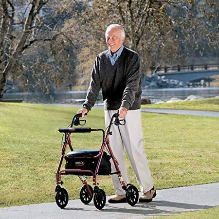 senior citizen with a rollator senior citizen with a rollator