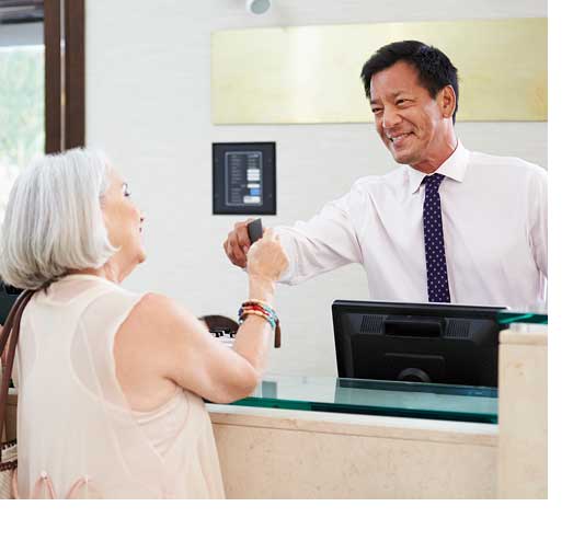 International travel for senior citizens. Request a ground floor room.